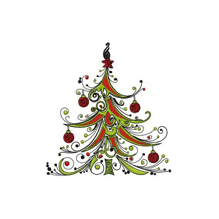 Fancy Christmas tree embroidery design - Embroidery Design