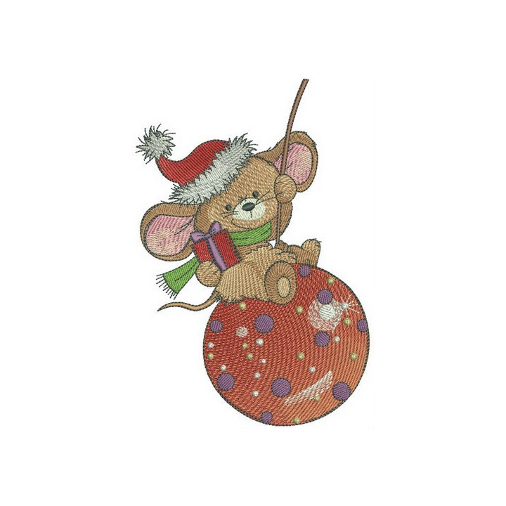 Swinging on Christmas ball embroidery design - Embroidery Design