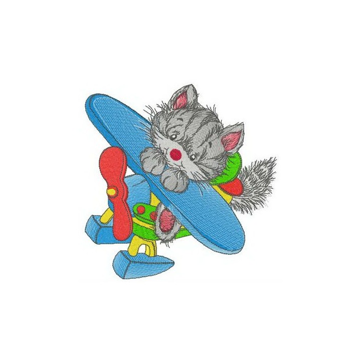 Cat aviator embroidery design - Embroidery Design