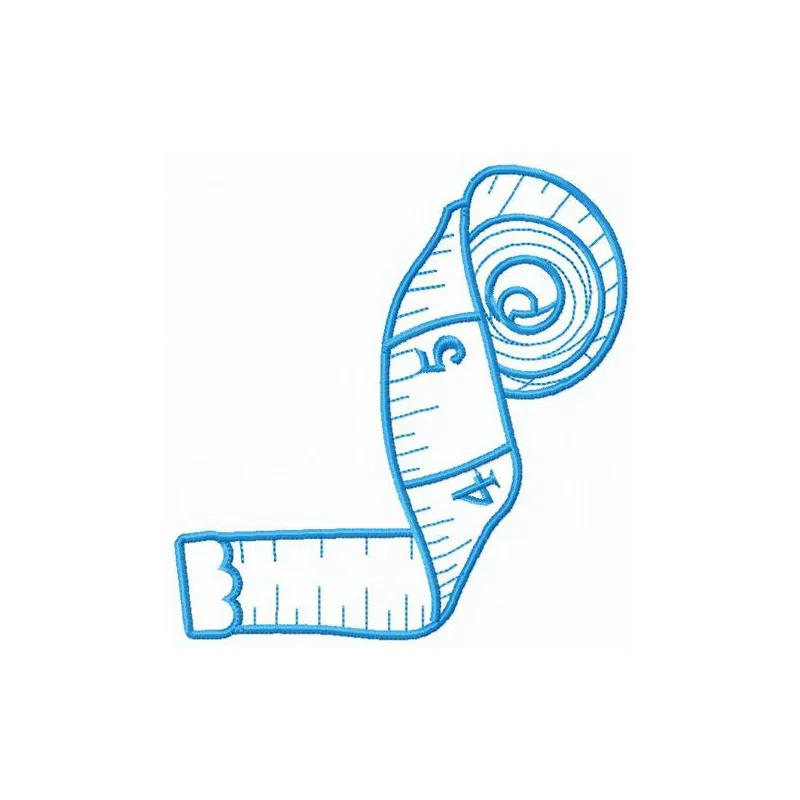 White measuring tape embroidery design featuring a detailed stitched motif for car enthusiasts and hobbyists.