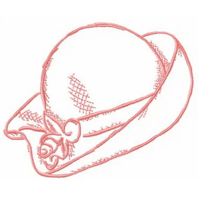 Embroidery design of a stylish female hat, perfect for adding flair to caps and other accessories.