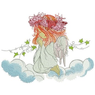 Praying angel embroidery design - Embroidery Design