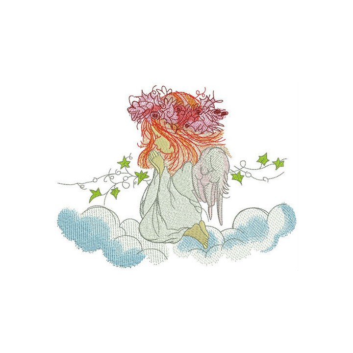Praying angel embroidery design - Embroidery Design