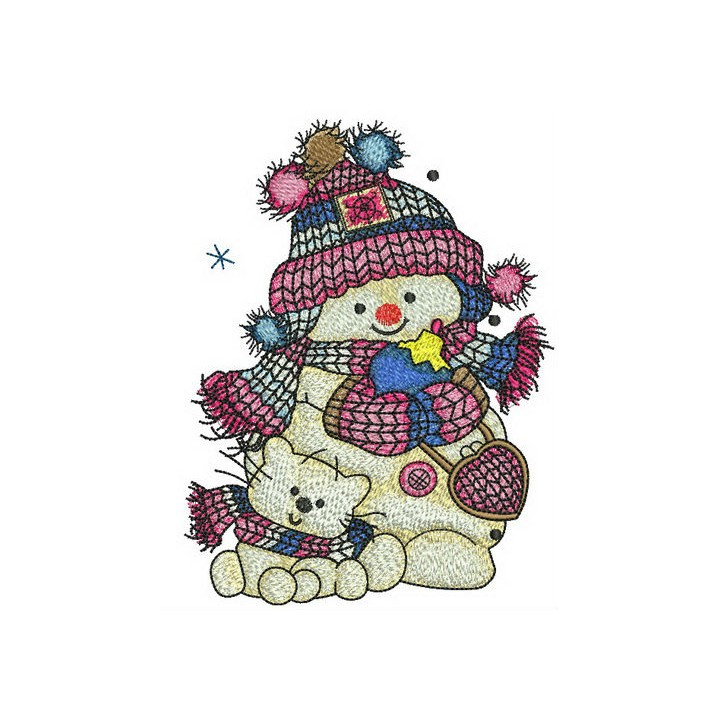 Snowman and snowcat embroidery design - Embroidery Design