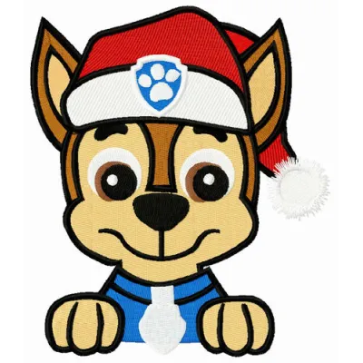 Chase's X-mas embroidery design featuring the Paw Patrol character, perfect for holiday stitching projects.