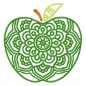 Green ripe apple embroidery design showcasing a vibrant fruit motif for creative stitching projects.