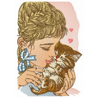 Beloved kitten embroidery design - Embroidery Design