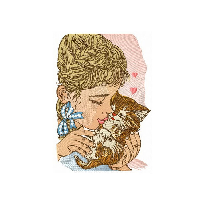 Beloved kitten embroidery design - Embroidery Design