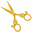 Vintage old scissors embroidery design showcasing intricate stitching details, perfect for craft projects and embellishments.