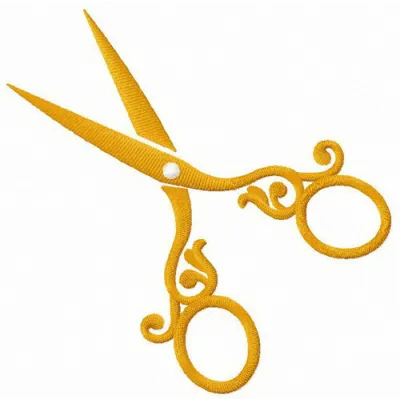 Vintage old scissors embroidery design showcasing intricate stitching details, perfect for craft projects and embellishments.