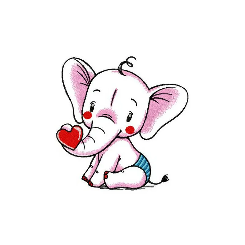 Adorable baby elephant embroidery design showcasing intricate stitching patterns for baby items and gifts.