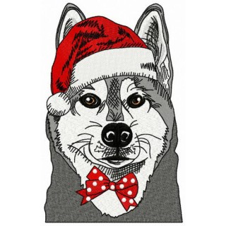 Husky before Xmas embroidery design - Embroidery Design