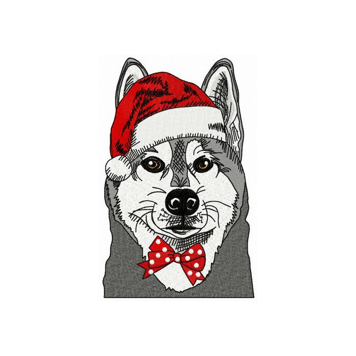 Husky before Xmas embroidery design - Embroidery Design