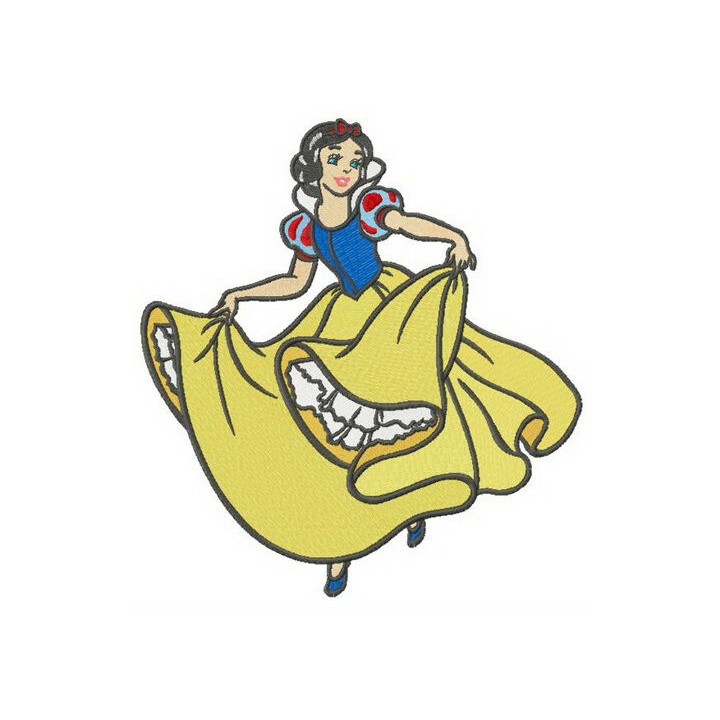 Snow White dancing embroidery design - Embroidery Design