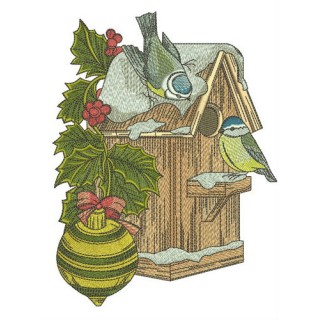 Nest box for tits embroidery design - Embroidery Design
