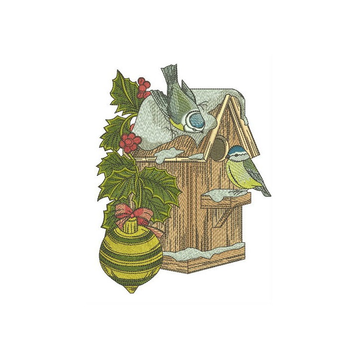 Nest box for tits embroidery design - Embroidery Design