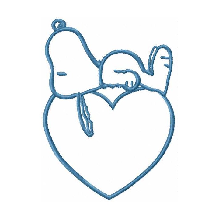 Snoopy with heart one colored embroidery design - Embroidery Design