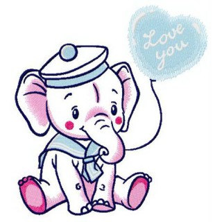 Elephant cabin boy embroidery design - Embroidery Design