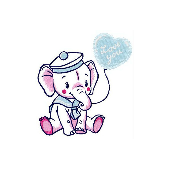 Elephant cabin boy embroidery design - Embroidery Design
