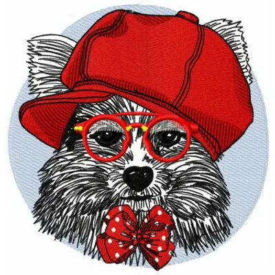 Preview of the Posh Puppy embroidery design featuring a stylish dog motif, ideal for pet lovers and crafters.