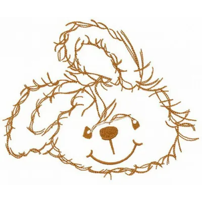 Smiling bunny embroidery design showcasing a cheerful rabbit motif for creative stitching projects.