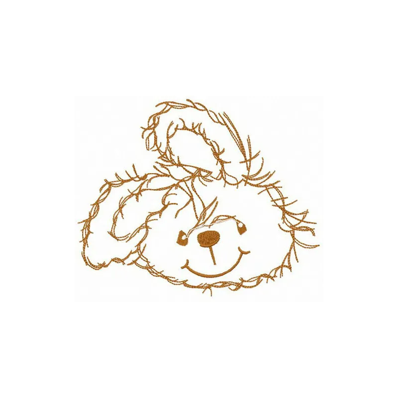Smiling bunny embroidery design showcasing a cheerful rabbit motif for creative stitching projects.