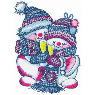 Merry Xmas snowmen embroidery design - Embroidery Design