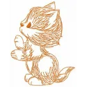 Preview of a trained cat embroidery design featuring a playful feline, perfect for stitching on various projects.
