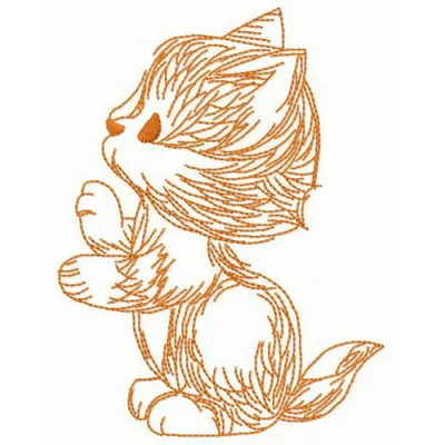Preview of a trained cat embroidery design featuring a playful feline, perfect for stitching on various projects.