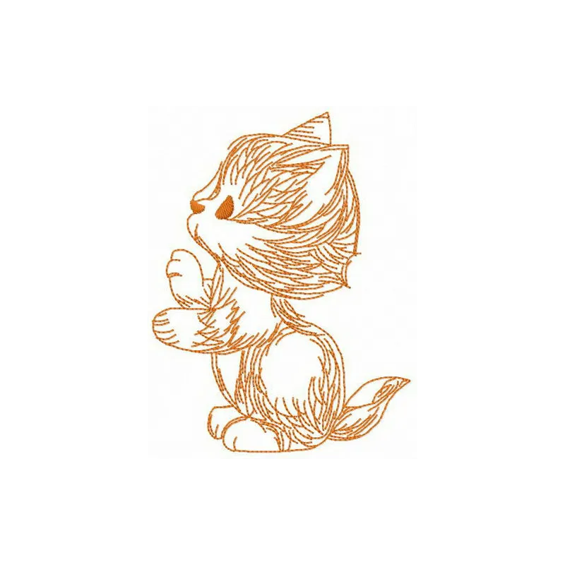 Preview of a trained cat embroidery design featuring a playful feline, perfect for stitching on various projects.