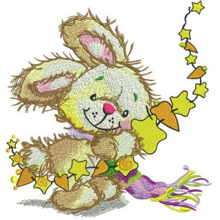 Stars and carrots garland for bunny embroidery design - Embroidery Design