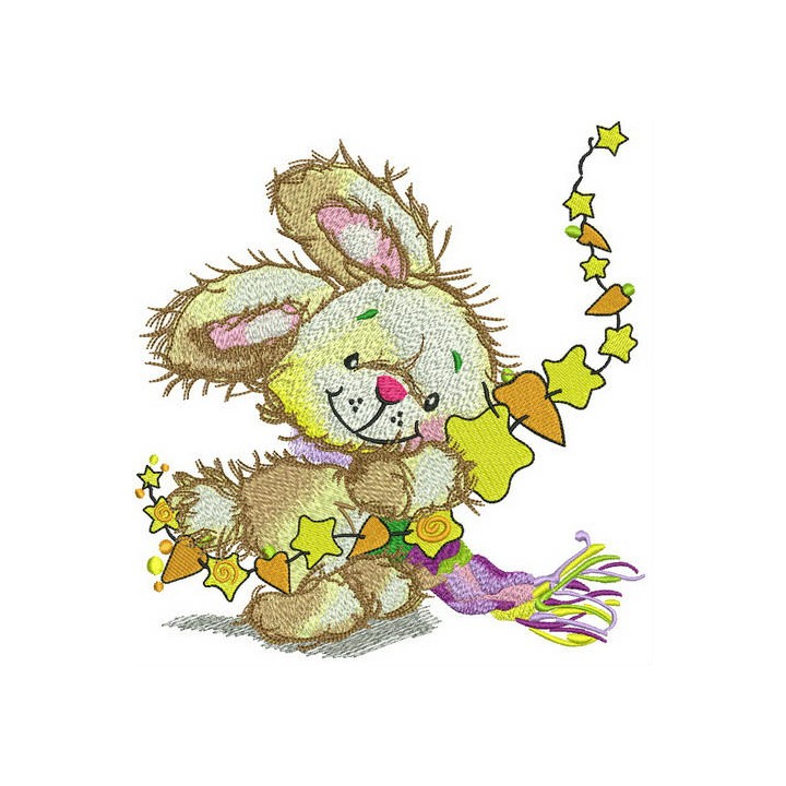 Stars and carrots garland for bunny embroidery design - Embroidery Design