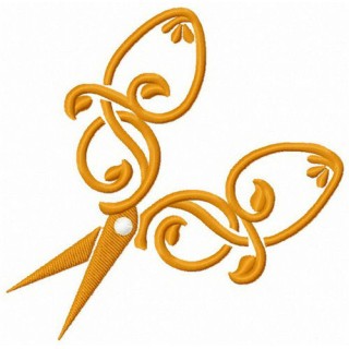 Scissors with leaf motif embroidery design - Embroidery Design