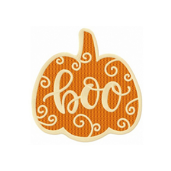 Orange BOO pumpkin embroidery design - Embroidery Design