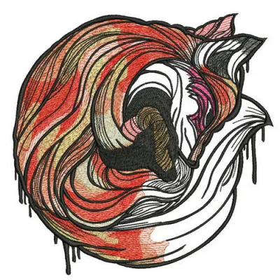 Preview of a whimsical sleeping fox embroidery design, showcasing intricate stitching patterns for creative projects.