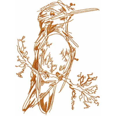 Robin sketch embroidery design preview, showcasing a charming bird motif ideal for creative stitching projects.