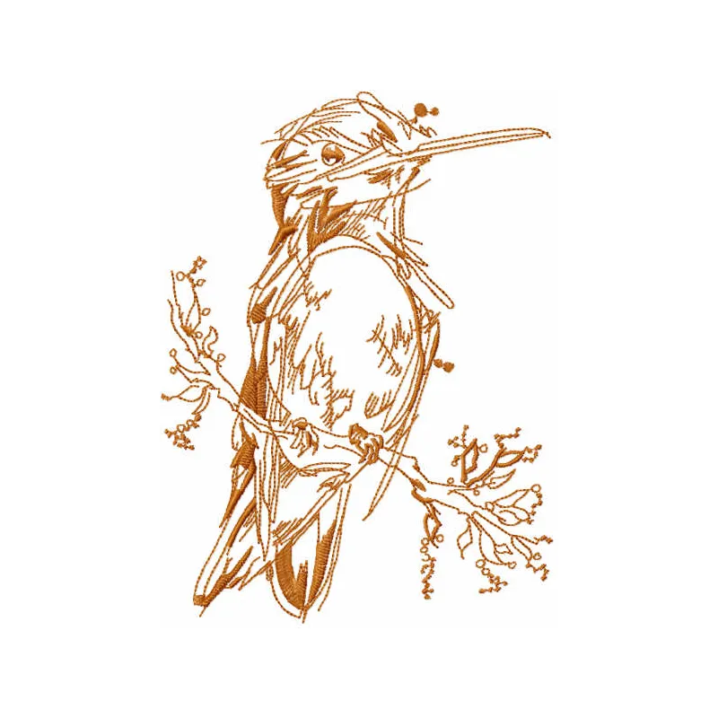 Robin sketch embroidery design preview, showcasing a charming bird motif ideal for creative stitching projects.