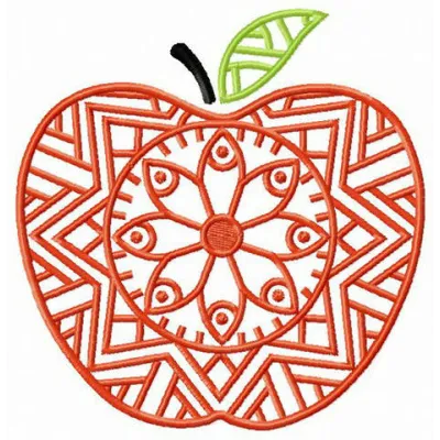 Floral apple embroidery design showcasing intricate stitching patterns for creative projects on fabric.