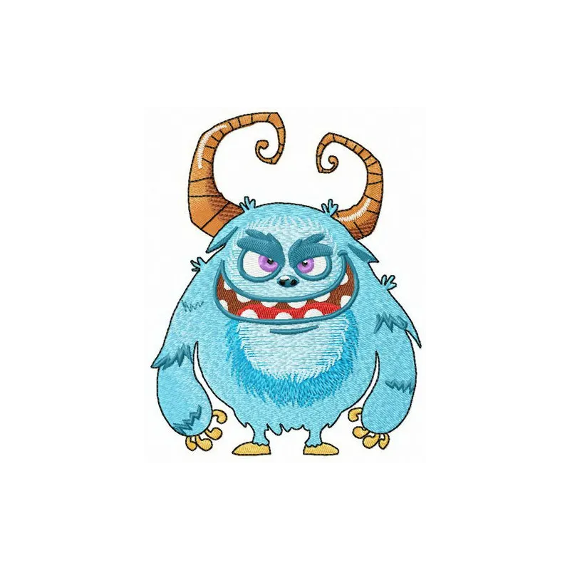 Preview of blue horny hurricane monster embroidery design featuring a whimsical monster motif for creative projects.
