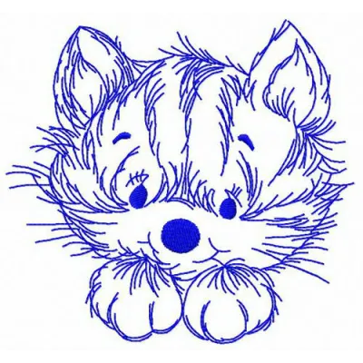 Home cat embroidery design showcasing a charming feline motif, perfect for adding a touch of whimsy to your projects.