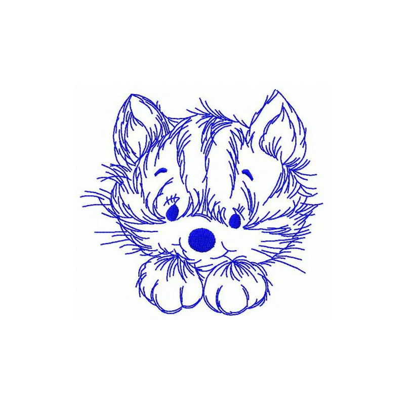 Home cat embroidery design showcasing a charming feline motif, perfect for adding a touch of whimsy to your projects.