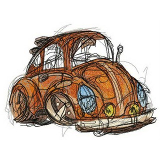 Old brown automobile embroidery design - Embroidery Design