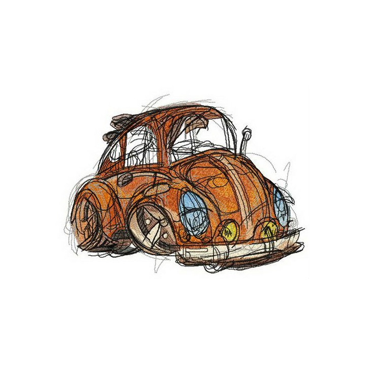 Old brown automobile embroidery design - Embroidery Design