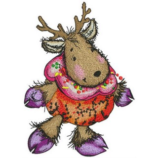 Deer in pumpkin costume embroidery design - Embroidery Design