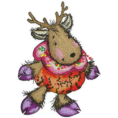 Preview of a whimsical deer in a pumpkin costume embroidery design, perfect for autumn-themed projects.
