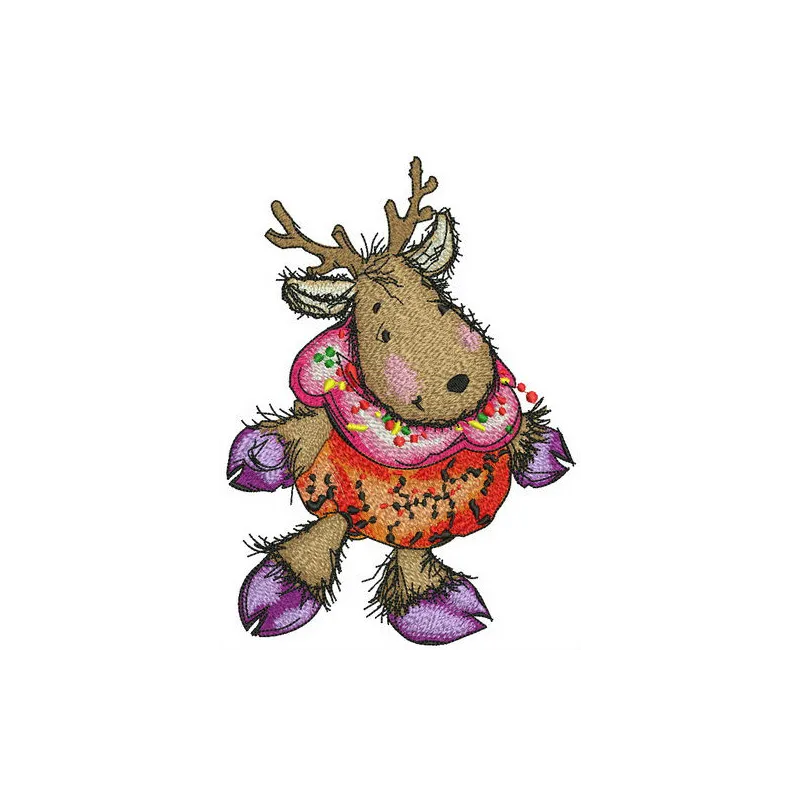 Preview of a whimsical deer in a pumpkin costume embroidery design, perfect for autumn-themed projects.