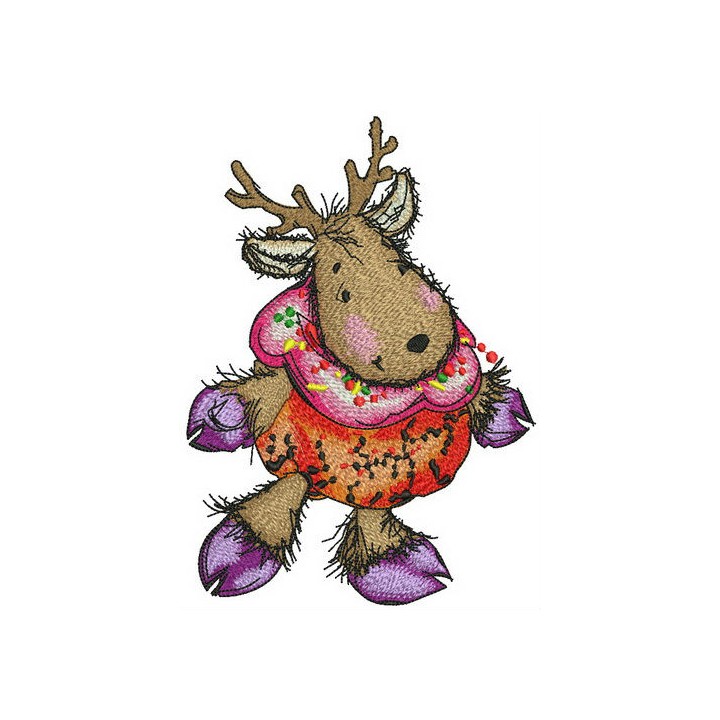 Deer in pumpkin costume embroidery design - Embroidery Design