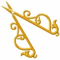 Nail scissors embroidery design showcased on a fabric background, ideal for crafting projects and creative stitching.