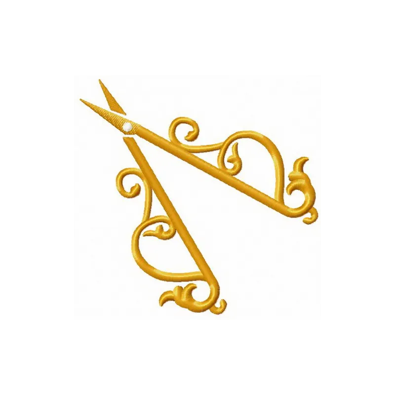Nail scissors embroidery design showcased on a fabric background, ideal for crafting projects and creative stitching.