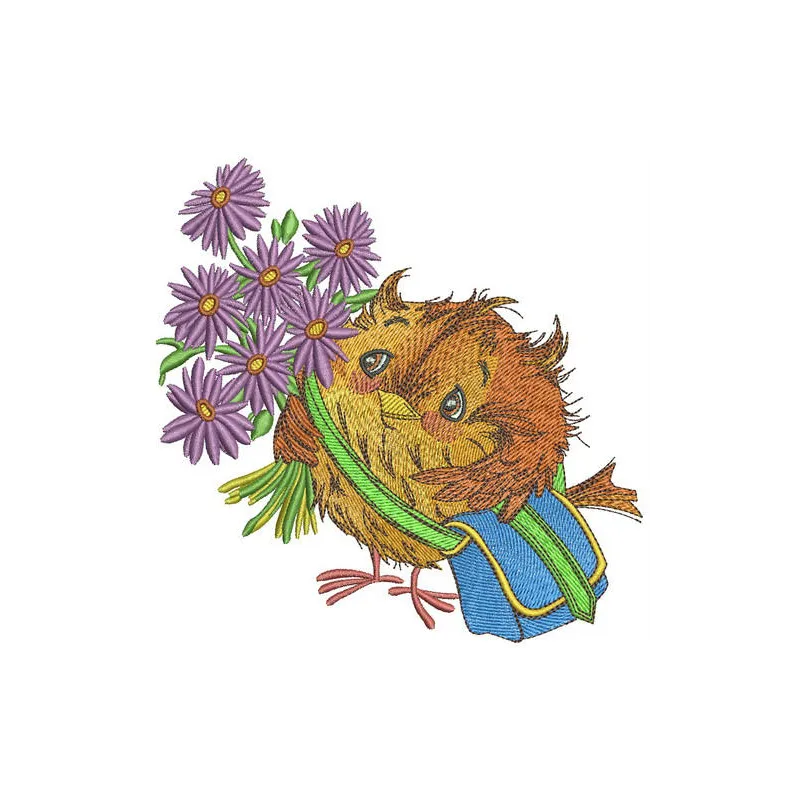 I go to sparrow school embroidery design featuring playful birds, perfect for embellishing t-shirts or tote bags.